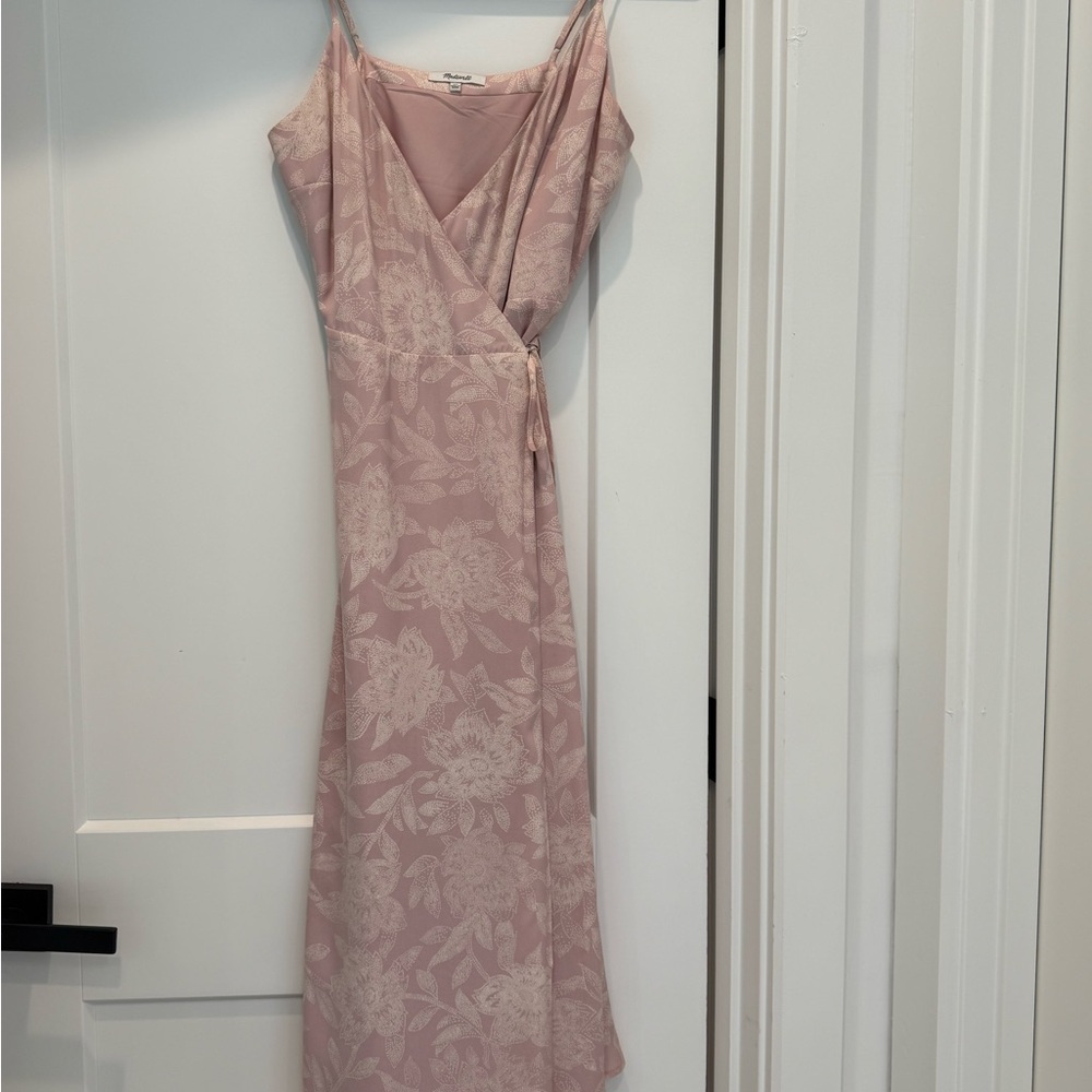 Madewell Pink Slip Midi Dress Spaghetti Strap Plunge